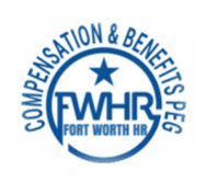 Logo of Fort Worth HR Compensation & Benefits PEG featuring a star and the abbreviation FWHR.